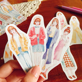 Girls in Amusement park stickers