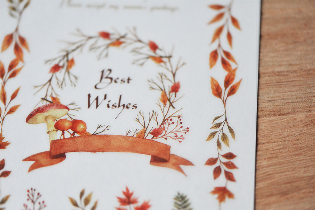 Autumn Best wishes - Mu print on sticker